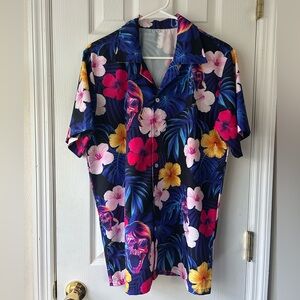 Shiprocked Skully Floral Hawaiian Shirt